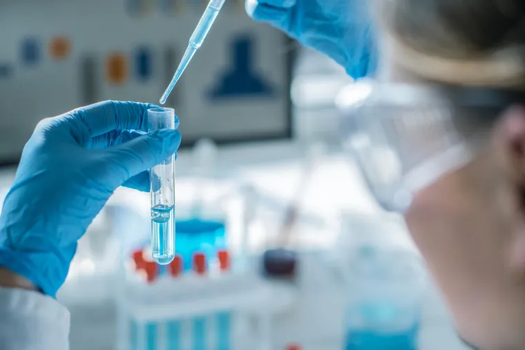 A laboratory technician testing a sample
